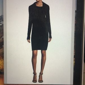 NWT $175 DONNA KARAN Black Knit Cowl Neck Dress